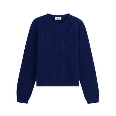 ZNE法式羊毛立体圆领长袖毛衣