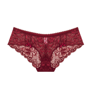 维多利亚多培尔性感本命年红色内裤女马年纯棉裆蕾丝结婚红三角裤