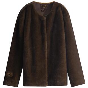 COCOBELLA高奢仿天鹅绒整貂环保皮草外套女秋冬毛绒大衣FU0010