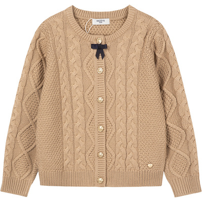 hazzys女童绞花编织针织开衫