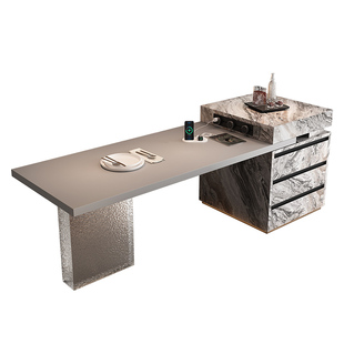 岛台一体餐台意式2026新款悬浮高端大气上档次开放式厨房吧台餐桌