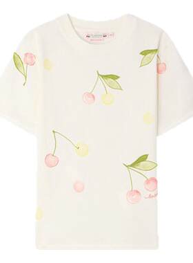 【新品】Bonpoint2026春夏女大童樱桃图案短袖T恤衫小樱桃童装