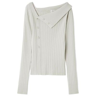 LILYBROWN斜领罗纹针织开衫