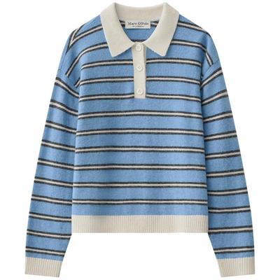 MOP绵羊毛针织撞色POLO领套头衫