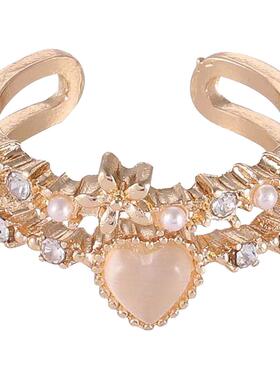 韩国新款个性小众设计爱心戒指