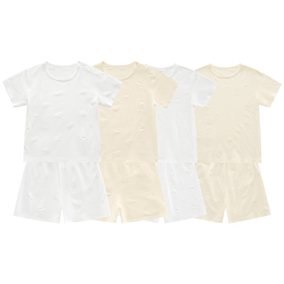 拉比儿童夏短袖短裤提花家居套装