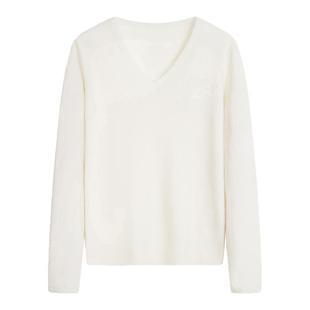 ESPRIT/埃斯普利特绵羊毛绒衫女V领长袖简约休闲百搭显瘦针织毛衣