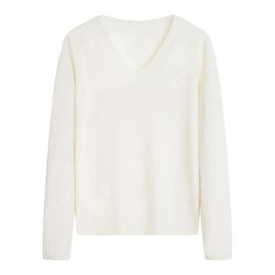 ESPRIT纯绵羊毛绒衫V领长袖
