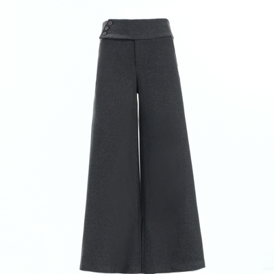 艾格Etam深灰色毛呢加厚西装裤女