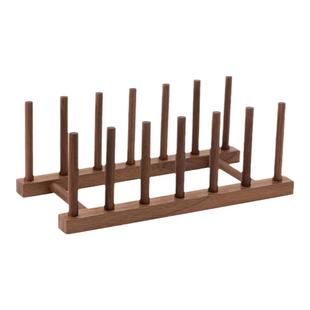 盘子收纳架装饰餐盘支架实木锅盖架盘架碗碟碟子收纳展示架沥水架