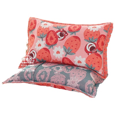 纯棉枕套一对装枕头套纱布