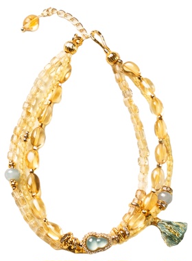 天然黄水晶手链新中式土能生金