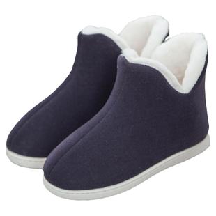 冬季男士加绒保暖居家室内高包跟棉拖鞋中老年人防滑软底毛毛棉鞋