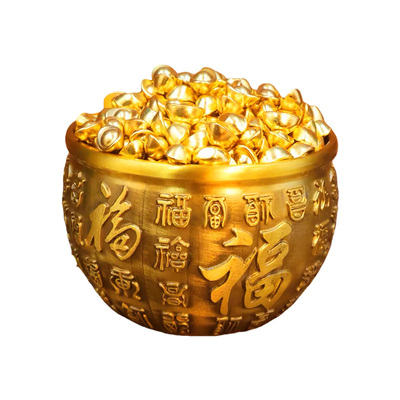 实心迷你金元宝摆件招财聚宝盆