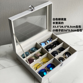 花梨木纹色墨镜盒商场柜台眼镜货架带盖防尘箱多格太阳眼镜收纳盒