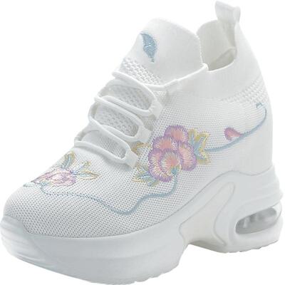 汉服鞋内增高圆头休闲鞋刺绣透气