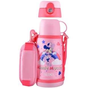 膳魔师保温杯儿童日式卡通吸管杯小学生双盖不锈钢水杯子FJO-600