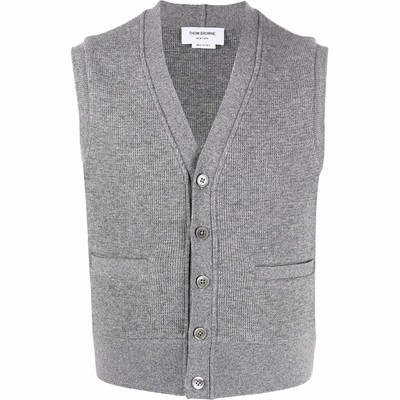 [特选优惠]THOM BROWNE 男士羊绒针织V领背心