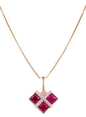 心有所属红刚玉彩宝项链