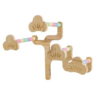 新款鹦鹉攀爬绳鸟站架鸟笼造景玄凤虎皮实木爬梯磨牙站棍鸟玩具