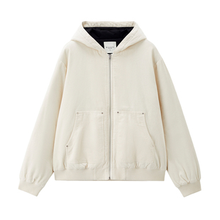 设计师款佐丹奴秋冬新款灯芯绒夹棉袋鼠兜连帽棉衣外套男18075833