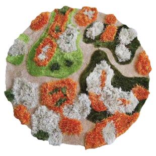 橙色绿色儿童房圆形森林草地手工地毯现代时尚幼儿园彩色装饰地垫