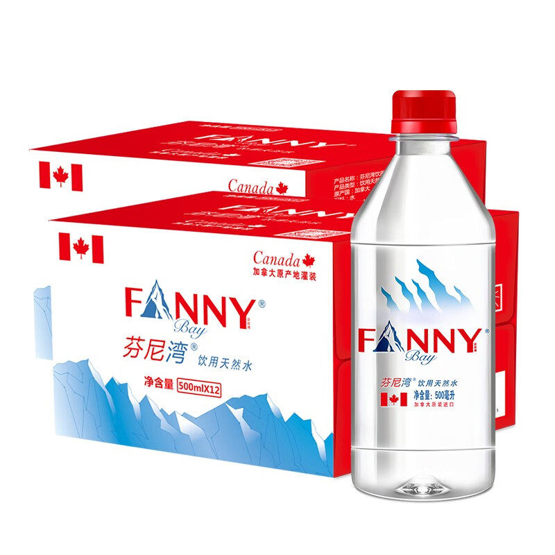 芬尼湾（FANNYBAY）加拿大进口天然饮用水500ML*12瓶饮用水弱碱