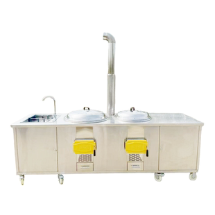 农村家用不锈钢柴火灶烧木柴户外移动厨房灶台一体柜带洗菜池炉灶