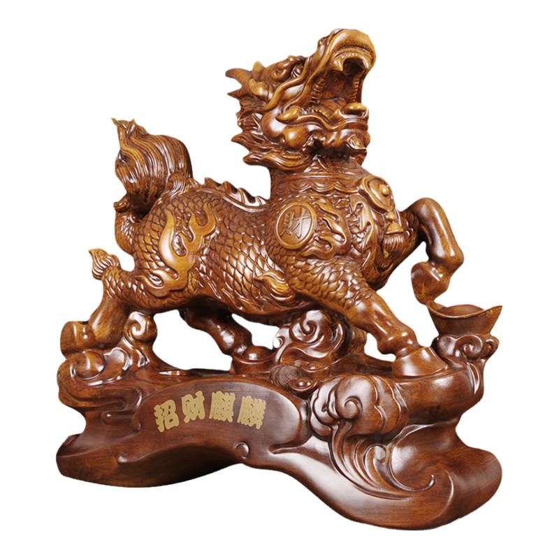 招財麒麟擺件公母一對 旺財吉祥物客廳辦公室家居裝飾開業(yè)禮品