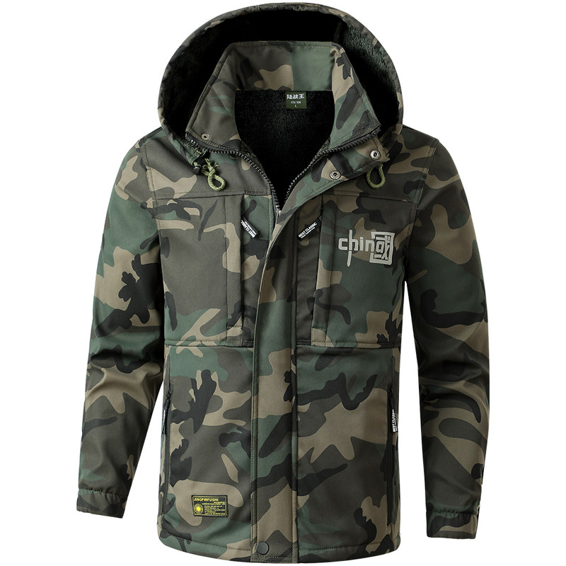 加绒防水冲锋衣工作服男套装冬季