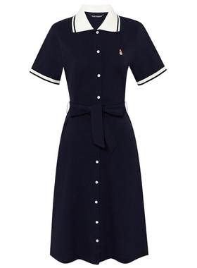 暇步士纯棉撞色POLO裙夏季