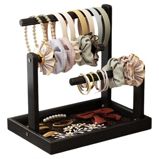 桌面发箍发圈头绳收纳展示架实木首饰架项链手链饰品首饰置物架
