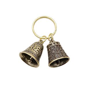 黄铜六字真言铃铛钥匙扣创意钥匙链圈环心经铜铃吊坠车钥匙挂件男