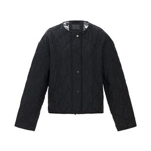 IAmMIX27冬季圆领棉服外套女短款宽松休闲简约百搭保暖黑色薄棉衣