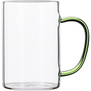 六色透明玻璃杯耐热泡茶杯客厅专用把手喝水杯子绿茶果汁待客套装