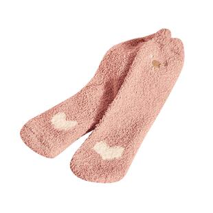 珊瑚绒袜子女冬半边绒加厚毛巾地板长月子袜冬季秋冬居家保暖睡袜
