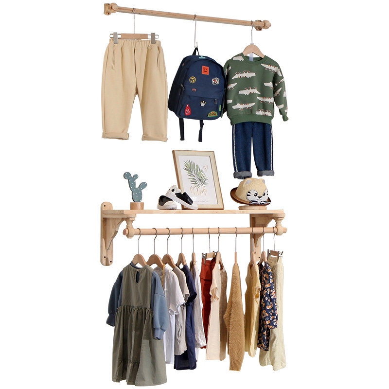 服装店展示架实木墙壁儿童