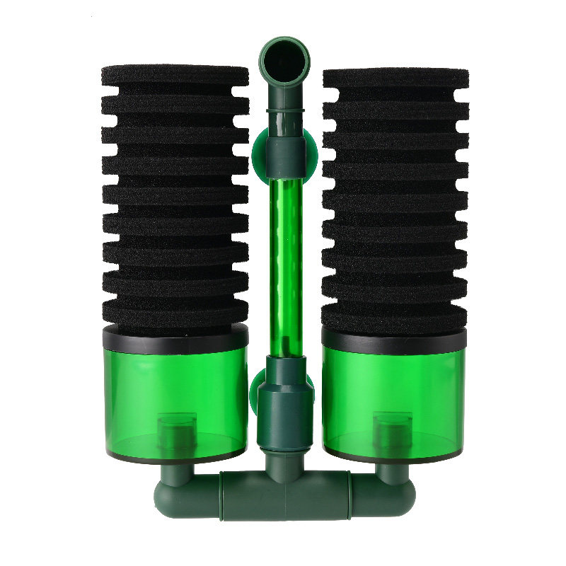 仟锐水妖精静音气动双头生化绵流化床过滤器鱼缸气泵反气举吸鱼便