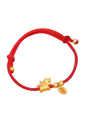纯银生肖马年本命年红绳红色手绳手链女小马手饰手串999足银礼物