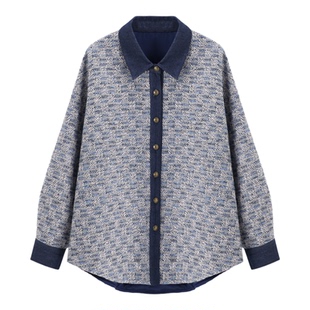 百家好小香风衬衫外套女士春季设计感2026新款牛仔拼接高级感上衣