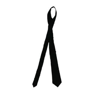 No sense无感官&浮游野人 黑色破碎毛边领带日系古着原创设计配饰