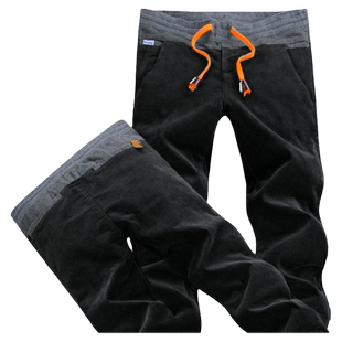 弹力纯棉松紧腰平绒男士休闲裤新款潮牌修身小直筒裤子长2025春秋