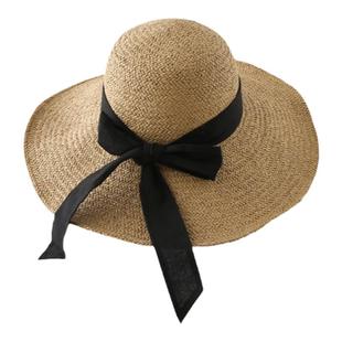 网红夏天出游大檐遮阳沙滩太阳帽韩版草编法式草帽女时尚新款帽子