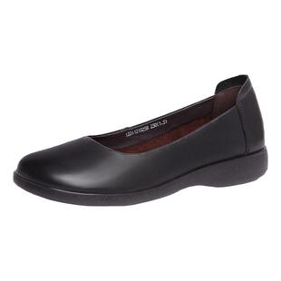 奥康真皮女鞋春秋时尚皮鞋舒适软底女单鞋中老年平底妈妈鞋工作鞋