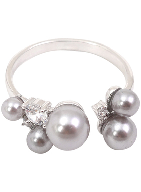 XMR欧美法式小香风镶钻珍珠戒指