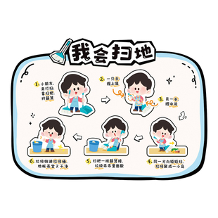 幼儿园生活区环创自理教育培养吃饭洗手刷牙如厕进餐擦鼻涕墙贴画