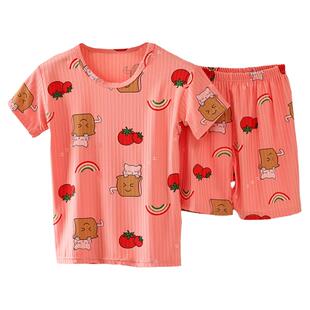 儿童睡衣夏女童夏天冰丝女款套装2026新款短袖睡裤女中大童女孩短