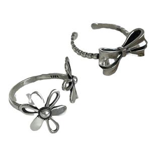 花朵蝴蝶结戒指女小众设计2025新款爆款复古开口指环轻奢高级感