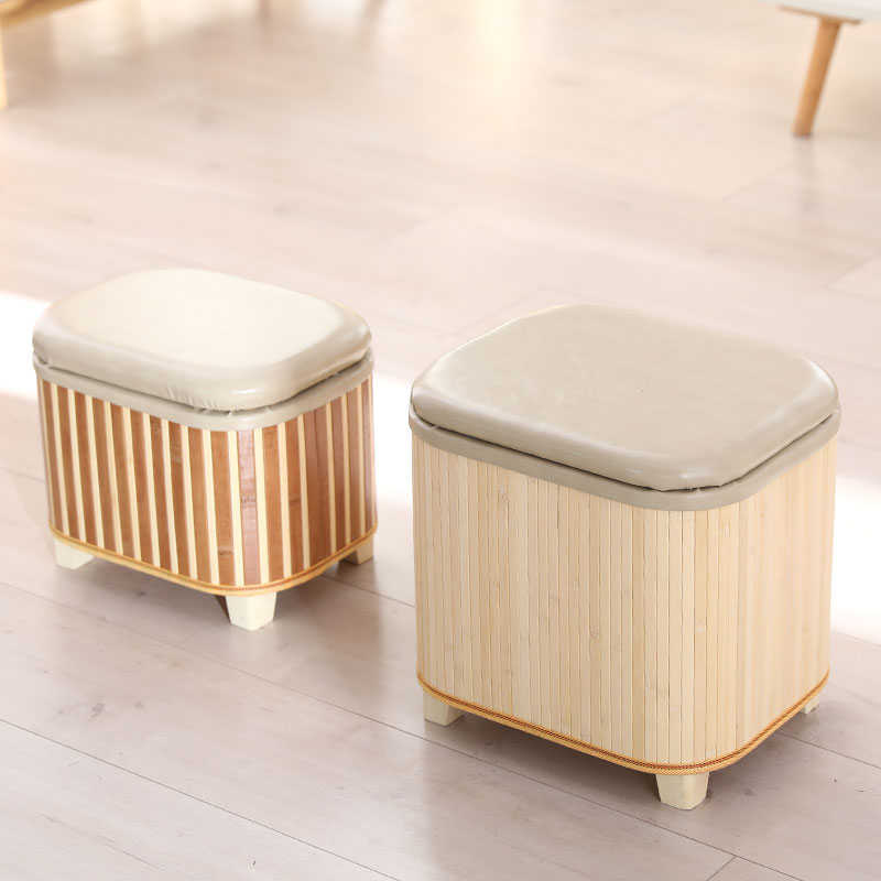 竹编矮凳家用门口小凳子实木换鞋凳可储物收纳坐凳小沙发凳搁脚凳