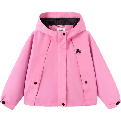 森马儿童25年秋季女中童舒服衣三防外套短款连帽上衣甜酷俏皮可爱